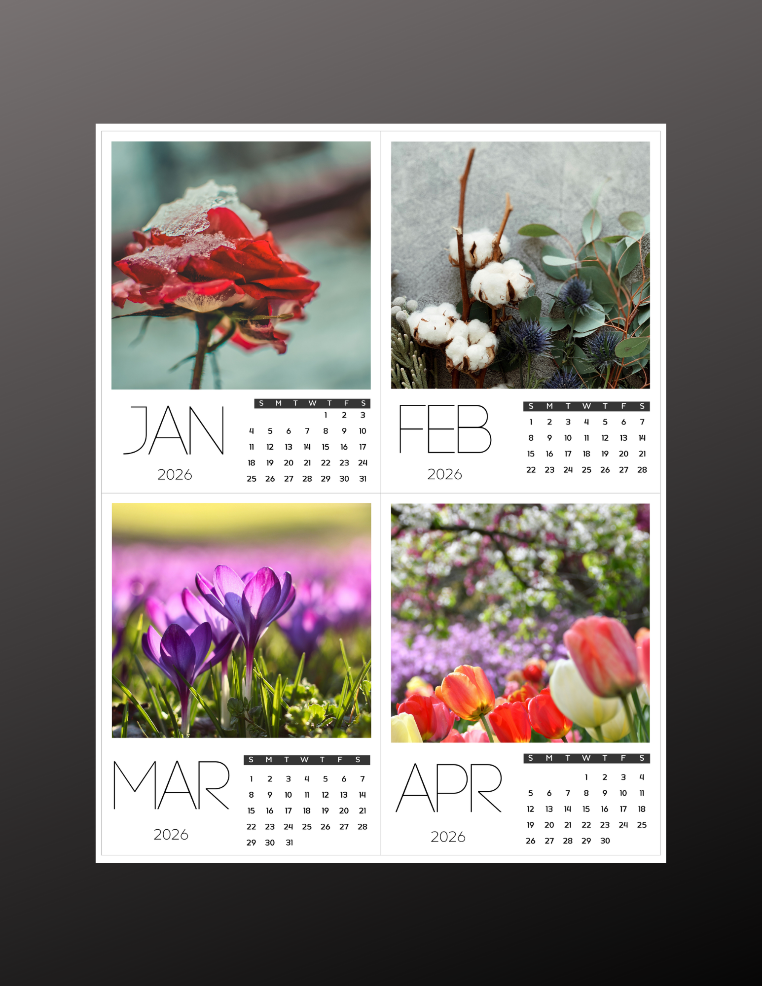 Flowers by Season Calendar (5x4")