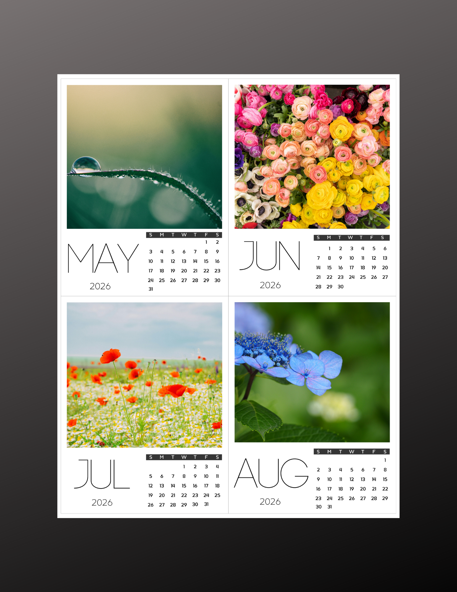 Flowers by Season Calendar (5x4")